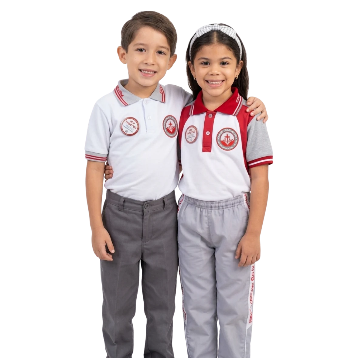Dos estudiantes de primaria del Gimnasio Cristiano Belén abrazados
